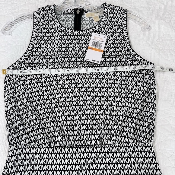 Michael Kors Dress Women Small Logo Black White MK Mini Sleeveless Monogram C5 - Picture 4 of 4